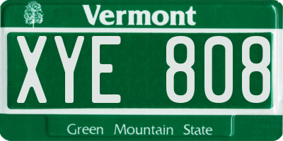 VT license plate XYE808
