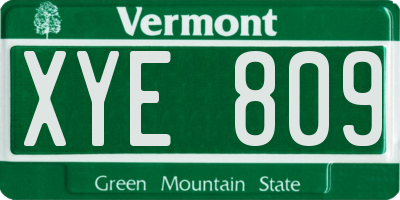VT license plate XYE809