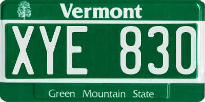 VT license plate XYE830