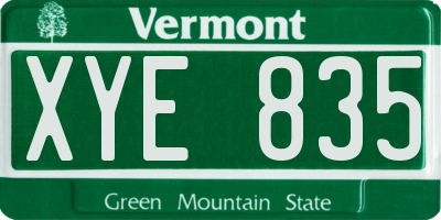 VT license plate XYE835