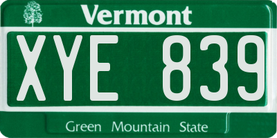 VT license plate XYE839