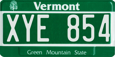 VT license plate XYE854