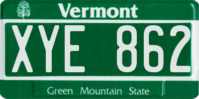 VT license plate XYE862