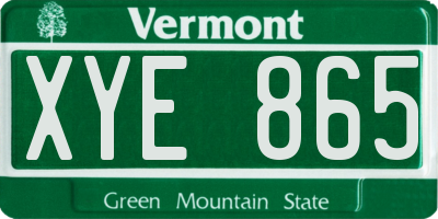 VT license plate XYE865