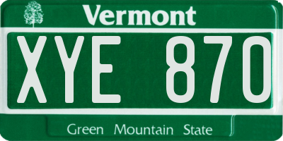 VT license plate XYE870