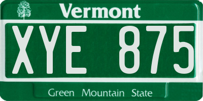 VT license plate XYE875