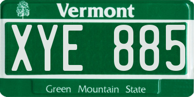 VT license plate XYE885