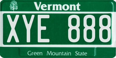 VT license plate XYE888