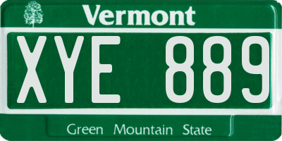 VT license plate XYE889