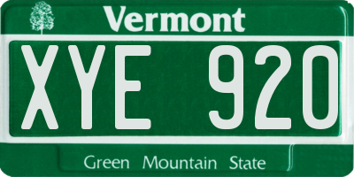 VT license plate XYE920