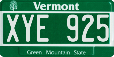VT license plate XYE925