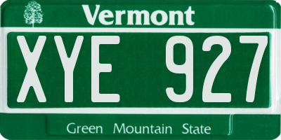 VT license plate XYE927