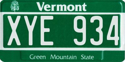 VT license plate XYE934