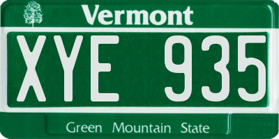 VT license plate XYE935