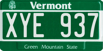 VT license plate XYE937