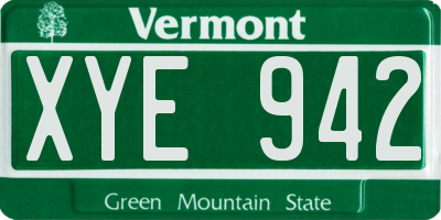VT license plate XYE942
