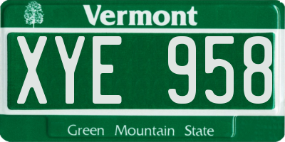 VT license plate XYE958