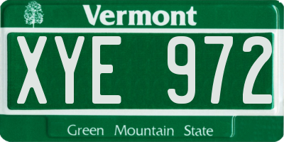 VT license plate XYE972