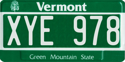 VT license plate XYE978