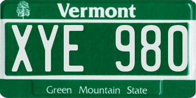 VT license plate XYE980