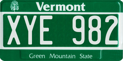 VT license plate XYE982