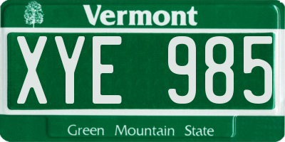 VT license plate XYE985