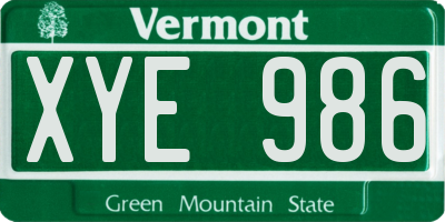 VT license plate XYE986