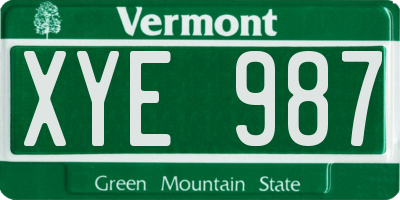 VT license plate XYE987