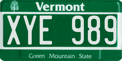 VT license plate XYE989