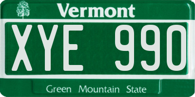 VT license plate XYE990
