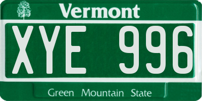 VT license plate XYE996
