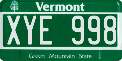 VT license plate XYE998