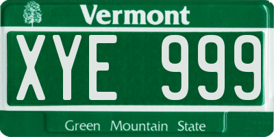VT license plate XYE999