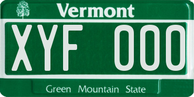 VT license plate XYF000