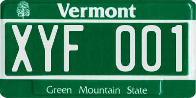 VT license plate XYF001
