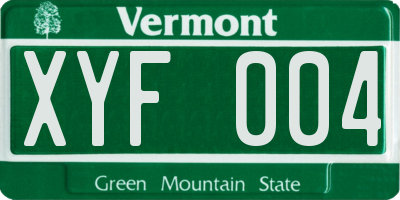 VT license plate XYF004