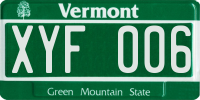 VT license plate XYF006