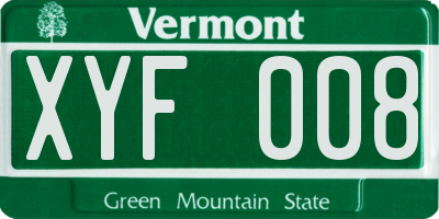 VT license plate XYF008