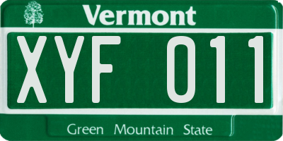 VT license plate XYF011
