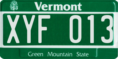 VT license plate XYF013
