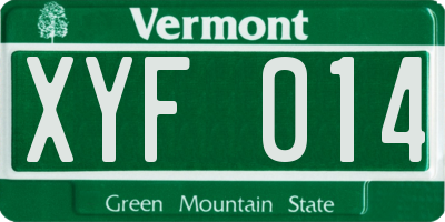 VT license plate XYF014