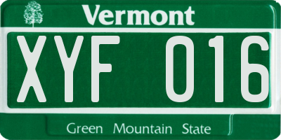 VT license plate XYF016