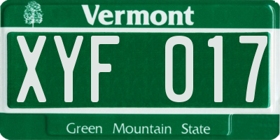 VT license plate XYF017