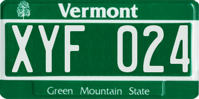 VT license plate XYF024