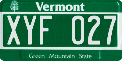 VT license plate XYF027
