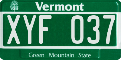 VT license plate XYF037