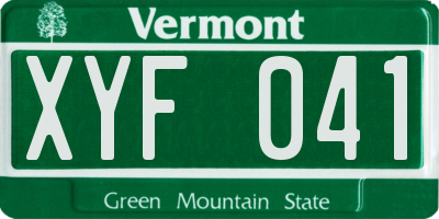 VT license plate XYF041