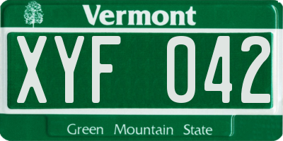 VT license plate XYF042