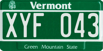 VT license plate XYF043