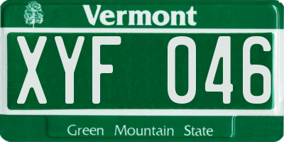 VT license plate XYF046
